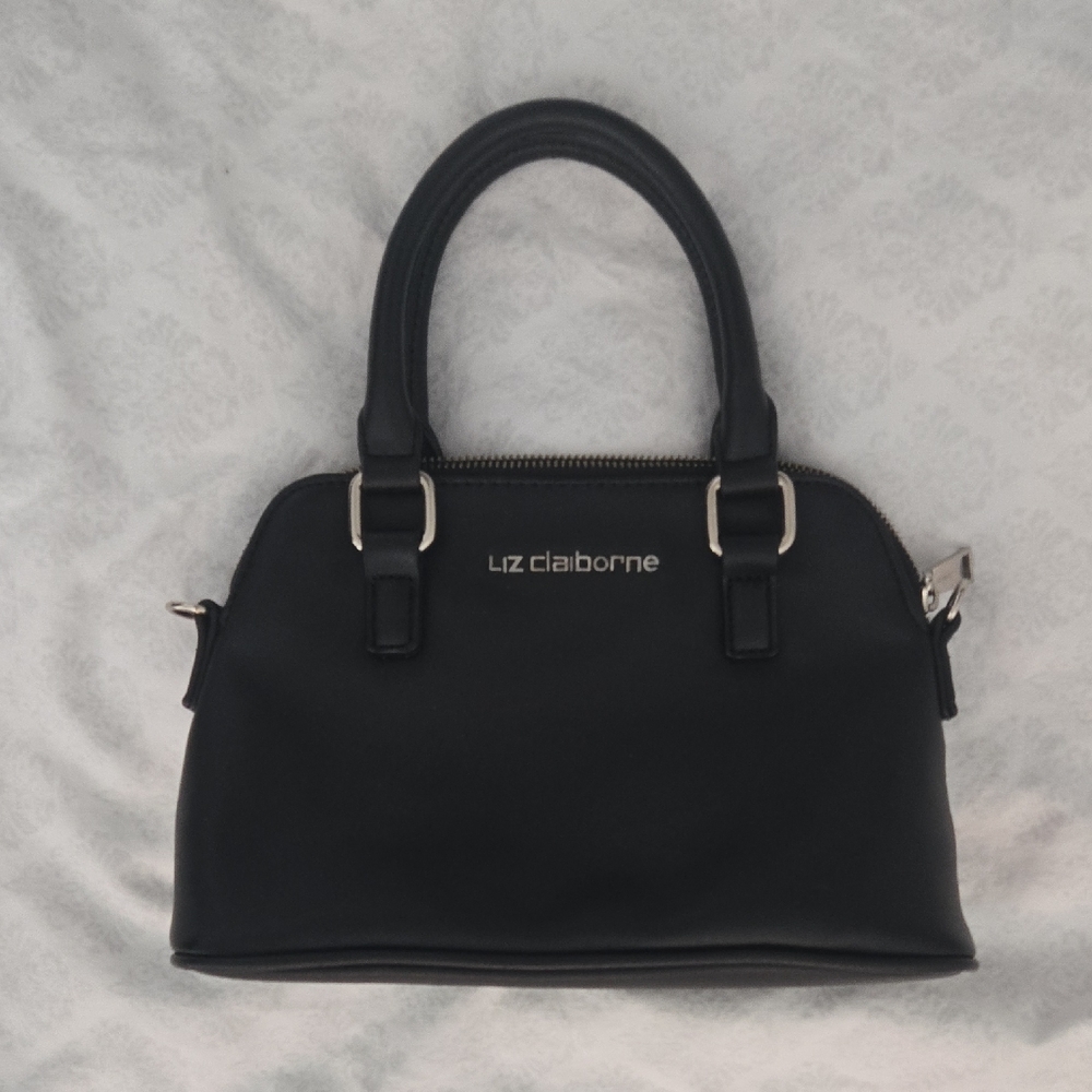 Liz Claiborne Black Satchel with Silver Accents